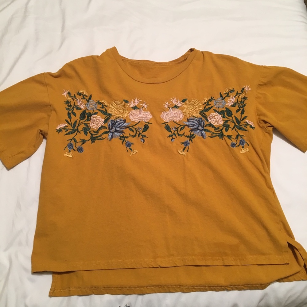 Mustard Embroidered top